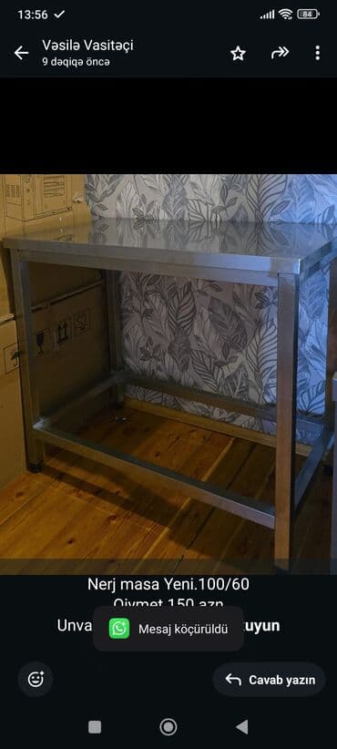 Nerj masa Yeni.100/60
Qiymet 150 azn
Unvan Xirdalan
Vesile🌹8074 lalafo.az -da Nerj masa Yeni.100/60
Qiymet 150 azn
Unvan Xirdalan
Vesile🌹8074