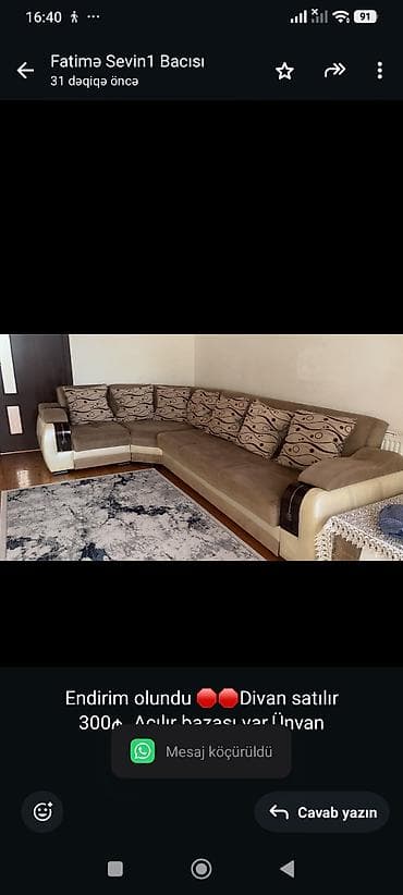 Endirim olundu 🛑🛑Divan satılır 300₼. Açılır bazası var.Ünvan lalafo.az -da Endirim olundu 🛑🛑Divan satılır 300₼. Açılır bazası var.Ünvan