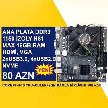 Ana Platası Ana Plata "DDR3 LGA 1150 İzoly H81", Yeni lalafo.az -da Ana Platası Ana Plata "DDR3 LGA 1150 İzoly H81", Yeni