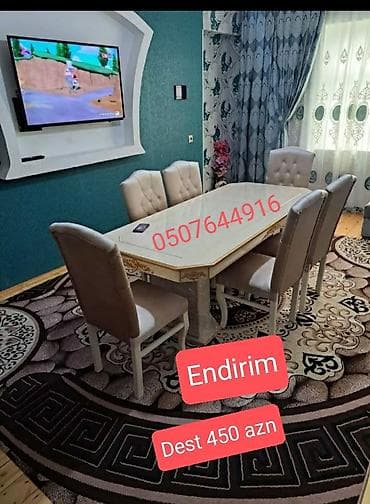 Qonaq otağı üçün, Yeni, Açılmayan, Dördbucaq masa, 6 stul lalafo.az -da — 2 Qonaq otağı üçün, Yeni, Açılmayan, Dördbucaq masa, 6 stul — 2