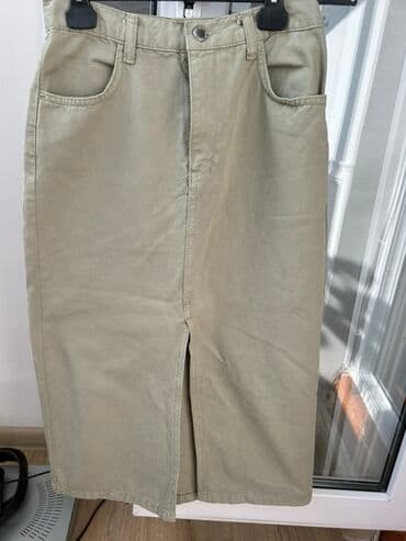 Bej rəngli denim ətək - Model: düz kəsim, midi uzunluq - Material lalafo.az -da Bej rəngli denim ətək - Model: düz kəsim, midi uzunluq - Material