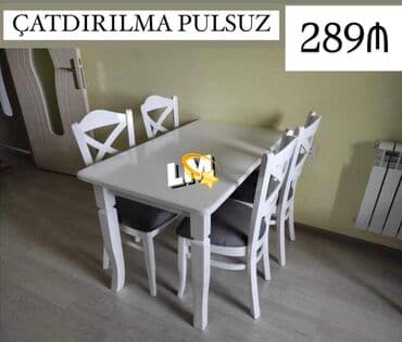 Mətbəx üçün, Açılmayan, Dördbucaq masa, 4 stul lalafo.az -da Mətbəx üçün, Açılmayan, Dördbucaq masa, 4 stul