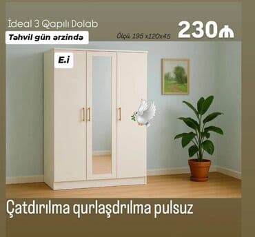 Yeni, Açılan, 3 qapılı Düz dolab, Qarderob, paltar dolabı lalafo.az -da Yeni, Açılan, 3 qapılı Düz dolab, Qarderob, paltar dolabı
