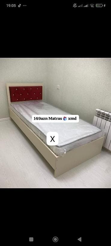 Tək nəfərlik çarpayı və matras dəsti - Rəng: krem karkas, başlıqda lalafo.az -da Tək nəfərlik çarpayı və matras dəsti - Rəng: krem karkas, başlıqda