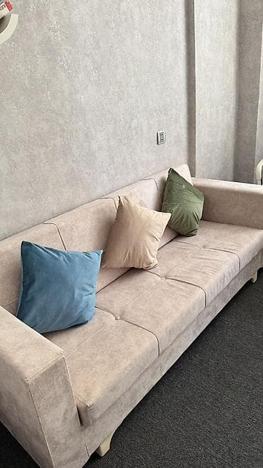 Bej rəngli 3 yerlik divan - Minimalist, düz xətli dizayn – geniş lalafo.az -da Bej rəngli 3 yerlik divan - Minimalist, düz xətli dizayn – geniş