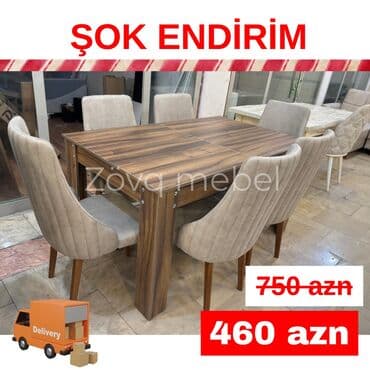 Qonaq otağı üçün, Yeni, Açılan, Dördbucaq masa, 6 stul lalafo.az -da Qonaq otağı üçün, Yeni, Açılan, Dördbucaq masa, 6 stul