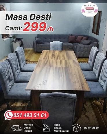 Qonaq otağı üçün, Yeni, Açılmayan, Dördbucaq masa, 6 stul lalafo.az -da Qonaq otağı üçün, Yeni, Açılmayan, Dördbucaq masa, 6 stul