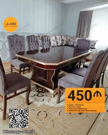 Qonaq otağı üçün, Açılmayan, Dördbucaq masa, 6 stul lalafo.az -da Qonaq otağı üçün, Açılmayan, Dördbucaq masa, 6 stul