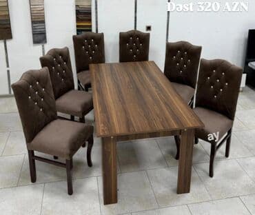 *Masa desti 320 AZN* 🔹 Laminat masa olcu 90×160 🔹 6 ədəd stul 🔹 lalafo.az -da *Masa desti 320 AZN* 🔹 Laminat masa olcu 90×160 🔹 6 ədəd stul 🔹