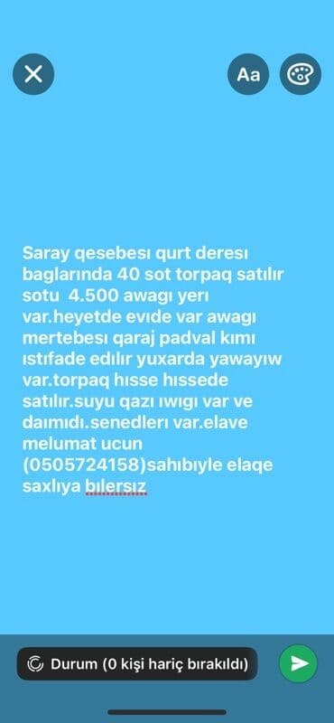 40 sot, Mülkiyyətçi lalafo.az -da 40 sot, Mülkiyyətçi