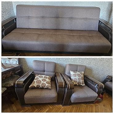 Б/у, Диван, 2 кресла, С подъемным механизмом, Раскладной at lalafo.az Б/у, Диван, 2 кресла, С подъемным механизмом, Раскладной