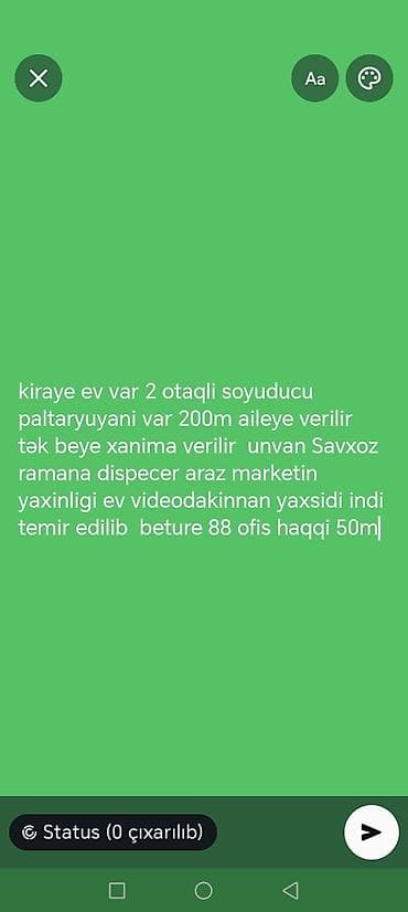 Kiraye ev var 2 otaqli soyuducu paltaryuyani var 200m aileye verilir lalafo.az -da Kiraye ev var 2 otaqli soyuducu paltaryuyani var 200m aileye verilir