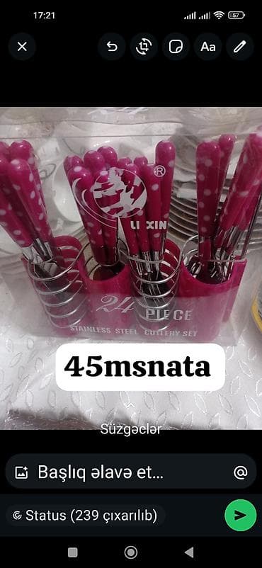 - 24 hissədən ibarət paslanmayan poladdan (stainless steel) at lalafo.az - 24 hissədən ibarət paslanmayan poladdan (stainless steel)