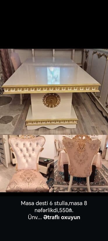 Qonaq otağı üçün, Açılmayan, Dördbucaq masa, 6 stul lalafo.az -da Qonaq otağı üçün, Açılmayan, Dördbucaq masa, 6 stul