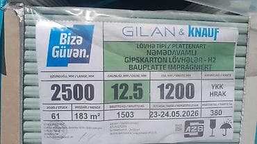 Gilan & Knauf nəmdavamlı gipskarton lövhələr – H2 (Bauplatte lalafo.az -da Gilan & Knauf nəmdavamlı gipskarton lövhələr – H2 (Bauplatte