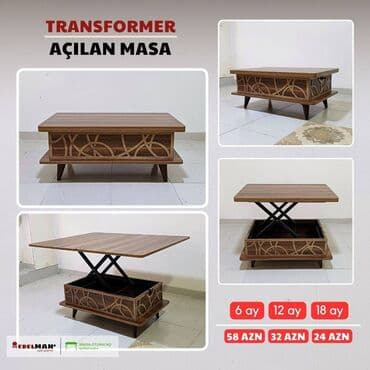 Jurnal masası, Yeni, Transformer, Laminat, Dördbucaq masa lalafo.az -da Jurnal masası, Yeni, Transformer, Laminat, Dördbucaq masa