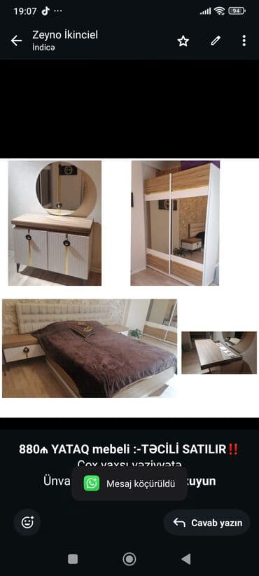 *880₼ YATAQ mebeli :-TƏCİLİ SATILIR*‼️ Çox yaxşı vəziyyətə lalafo.az -da *880₼ YATAQ mebeli :-TƏCİLİ SATILIR*‼️ Çox yaxşı vəziyyətə