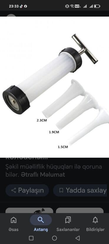 Аппараты для колбасы, сосисок: Kolbasa hazirlanmasi üçün şpris at lalafo.az — 5 Аппараты для колбасы, сосисок: Kolbasa hazirlanmasi üçün şpris — 5