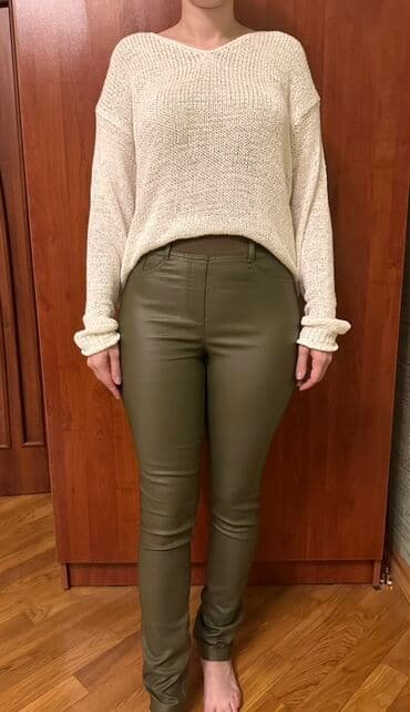 Qadın şalvarı – dəri effektli, qələm kəsimli - Rəng: zeytun/xa ki lalafo.az -da Qadın şalvarı – dəri effektli, qələm kəsimli - Rəng: zeytun/xa ki