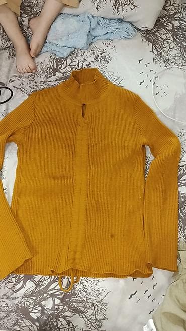 Qadın trikotaj sviter - Rəng: xardal/sarımtıl turuncu - Material lalafo.az -da Qadın trikotaj sviter - Rəng: xardal/sarımtıl turuncu - Material