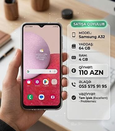 Samsung Galaxy A32, 64 GB, rəng - Qara, Barmaq izi lalafo.az -da Samsung Galaxy A32, 64 GB, rəng - Qara, Barmaq izi