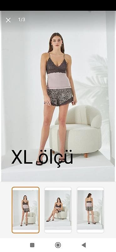 Qadın pijama dəsti – XL ölçü - İki hissəli dəst: krujeva detallı lalafo.az -da Qadın pijama dəsti – XL ölçü - İki hissəli dəst: krujeva detallı