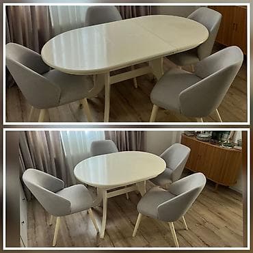 İşlənmiş, Oval masa, 4 stul lalafo.az -da İşlənmiş, Oval masa, 4 stul