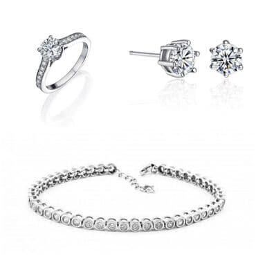 Dəstə daxildir: Üzük, Sırğa, Bilərzik, Swarovski lalafo.az -da Dəstə daxildir: Üzük, Sırğa, Bilərzik, Swarovski