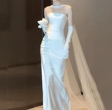 Minimalist gəlinlik dəsti - Zərif, düz kəsimli ağ gəlinlik: dizdən lalafo.az -da Minimalist gəlinlik dəsti - Zərif, düz kəsimli ağ gəlinlik: dizdən