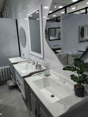 Мойдодыры: Ağ rəngli rəfləri və aynası olan hamam mebeli dəsti. Bu dəstə iki ayrı at lalafo.az — 2 Мойдодыры: Ağ rəngli rəfləri və aynası olan hamam mebeli dəsti. Bu dəstə iki ayrı — 2