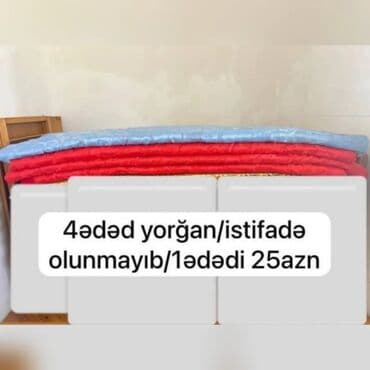 4 ədəd yorğan. Istifadə olunmayıb Qiymət: 1 ədədi 25 manat Ünvan lalafo.az -da 4 ədəd yorğan. Istifadə olunmayıb Qiymət: 1 ədədi 25 manat Ünvan