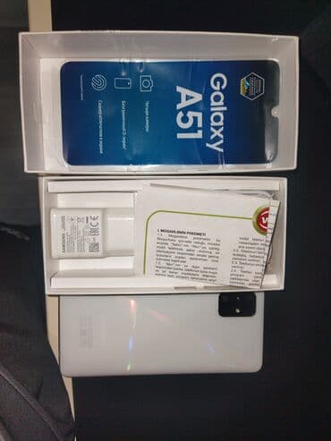 Samsung Galaxy A51, 128 GB, rəng - Ağ, Barmaq izi, Simsiz şarj, Sənədlərlə lalafo.az -da Samsung Galaxy A51, 128 GB, rəng - Ağ, Barmaq izi, Simsiz şarj, Sənədlərlə