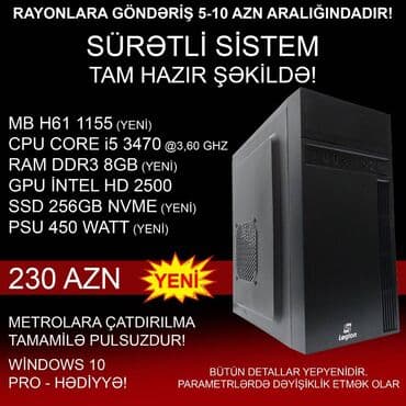 Masaüstü Kompüter "Legion H61 1155 Core i5 3470 256GB NVME” ⭐Tək lalafo.az -da Masaüstü Kompüter "Legion H61 1155 Core i5 3470 256GB NVME” ⭐Tək