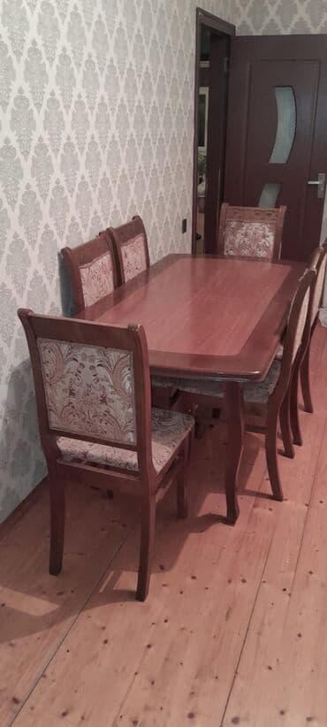 Qonaq otağı üçün, Dördbucaq masa, 6 stul lalafo.az -da Qonaq otağı üçün, Dördbucaq masa, 6 stul