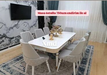Qonaq otağı üçün, Açılmayan, Dördbucaq masa, 6 stul lalafo.az -da Qonaq otağı üçün, Açılmayan, Dördbucaq masa, 6 stul