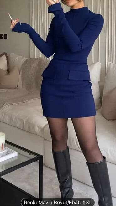 Məhsul: Qadın geyimi – mini paltar - Rəng: Mavi - Ölçü: XXL - Model lalafo.az -da Məhsul: Qadın geyimi – mini paltar - Rəng: Mavi - Ölçü: XXL - Model