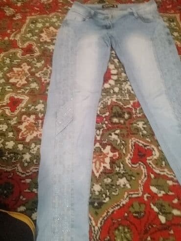 Açıq mavi rəngli qadın cins şalvar. - Klassik beş cibli model lalafo.az -da Açıq mavi rəngli qadın cins şalvar. - Klassik beş cibli model