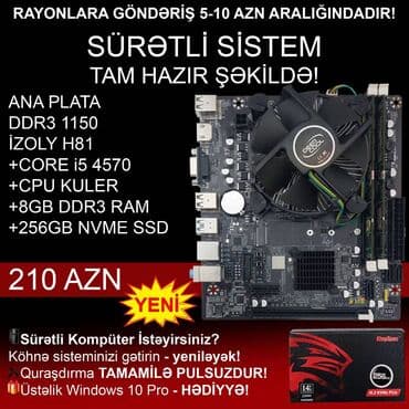 Ana Platası Ana Plata "1150 İzoly H81 Core i5 4570 8GB Ram 256GB NVME SSD", Yeni lalafo.az -da Ana Platası Ana Plata "1150 İzoly H81 Core i5 4570 8GB Ram 256GB NVME SSD", Yeni