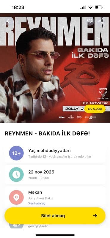 Reynmen konsertinə fiziki 2 bilet satılır Zona 1 ə.İkisi birlikdə lalafo.az -da Reynmen konsertinə fiziki 2 bilet satılır Zona 1 ə.İkisi birlikdə