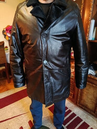 Kişi üçün dəridən palto - Material: Qara rəngli təbii dəri xarici lalafo.az -da Kişi üçün dəridən palto - Material: Qara rəngli təbii dəri xarici