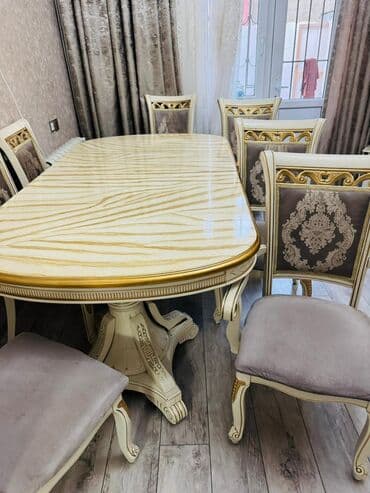 Qonaq otağı üçün, İşlənmiş, Oval masa, 6 stul lalafo.az -da Qonaq otağı üçün, İşlənmiş, Oval masa, 6 stul
