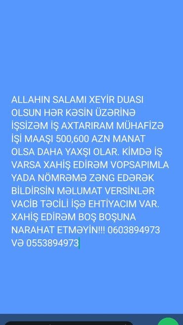 Mühafizəçi, Kişi, 35 il, Təcrübəsiz lalafo.az -da Mühafizəçi, Kişi, 35 il, Təcrübəsiz