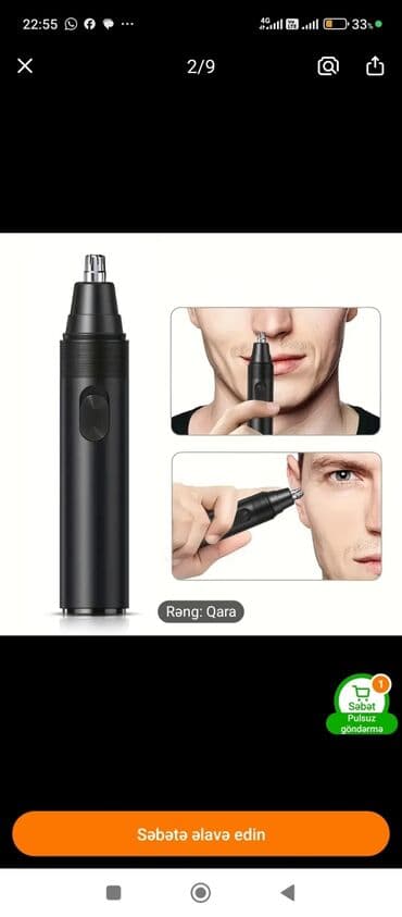 Məhsul: Qara rəngli burun və qulaq tükləri üçün elektrik trimmeri - lalafo.az -da — 2 Məhsul: Qara rəngli burun və qulaq tükləri üçün elektrik trimmeri - — 2