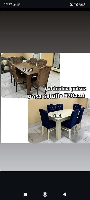 Masa və 6 stuldan ibarət dəst - Qiymət: 320 AZN (şəkildə göstərilib) lalafo.az -da Masa və 6 stuldan ibarət dəst - Qiymət: 320 AZN (şəkildə göstərilib)