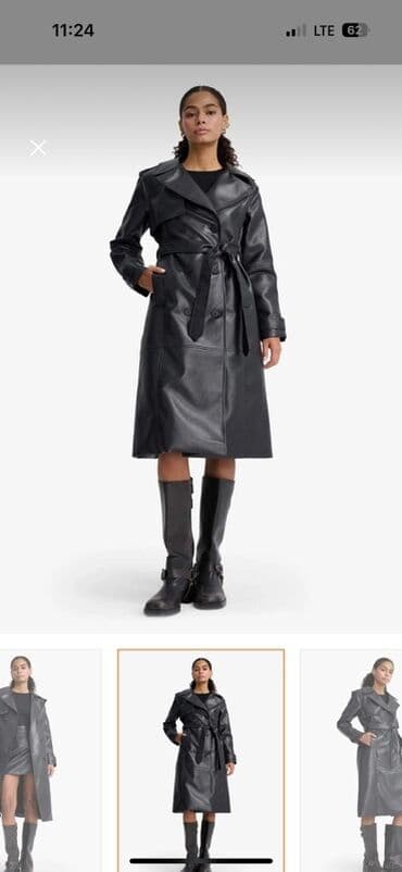 Qadınlar üçün qara dəri görünümlü trençkot - Uzun dizayn: baldır lalafo.az -da Qadınlar üçün qara dəri görünümlü trençkot - Uzun dizayn: baldır