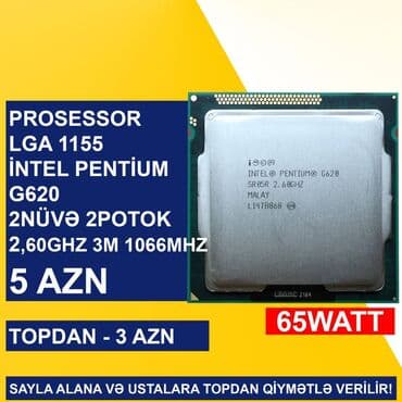Korpuslar: Prosessor Intel Pentium Prosessorlar “LGA 1155 (2ci/3cü nəsil) İntel Pentium”, 2 nüvə, İşlənmiş lalafo.az -da — 2 Korpuslar: Prosessor Intel Pentium Prosessorlar “LGA 1155 (2ci/3cü nəsil) İntel Pentium”, 2 nüvə, İşlənmiş — 2