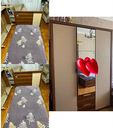 2 односпальные кровати, Шкаф, Б/у at lalafo.az 2 односпальные кровати, Шкаф, Б/у