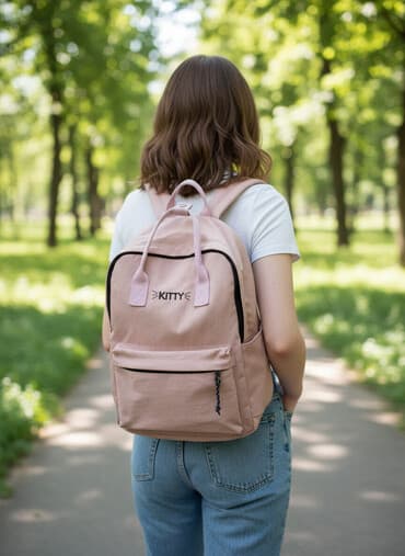 Çəhrayı rəngdə "Kitty" yazısı ilə bəzədilmiş bu kürək çantası gündəlik lalafo.az -da Çəhrayı rəngdə "Kitty" yazısı ilə bəzədilmiş bu kürək çantası gündəlik