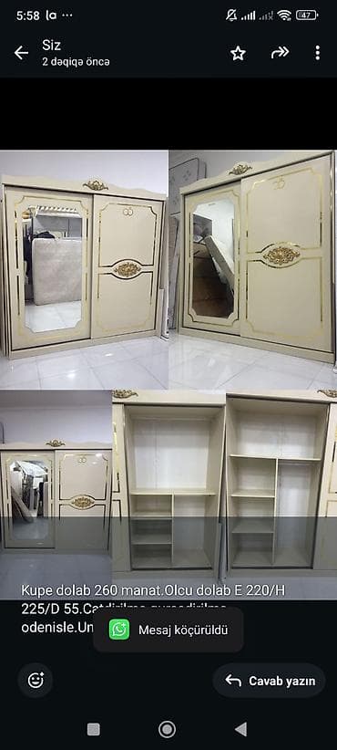 Kupe dolab 260 manat.Olcu dolab E 220/H 225/D 55.Catdirilma lalafo.az -da Kupe dolab 260 manat.Olcu dolab E 220/H 225/D 55.Catdirilma