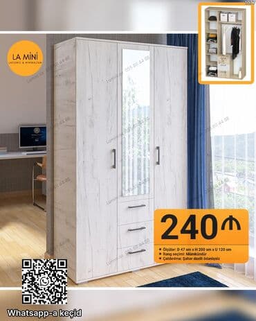 Açılan, 3 qapılı Düz dolab, Qarderob, paltar dolabı lalafo.az -da Açılan, 3 qapılı Düz dolab, Qarderob, paltar dolabı